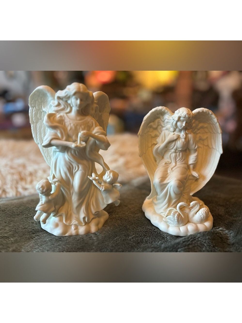 PARTYLITE Collector’s Porcelain Bisque Angel Pair • Cherubs• 7.5” Candle Holders
